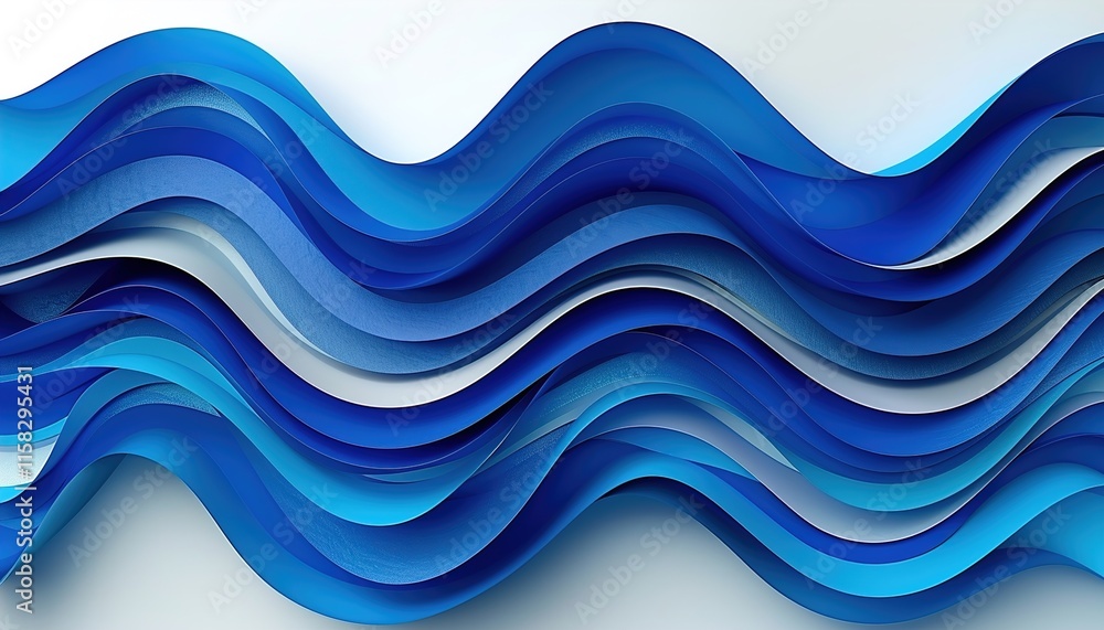 Fototapeta premium Abstract blue curve paper layers background.