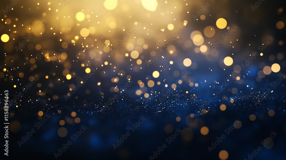 Gold and dark blue fireworks and bokeh in New Year Gold and dark blue fireworks and bokeh in New Year