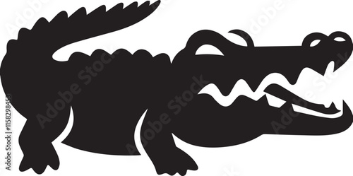 crocodile with big mouth silhouette vector design