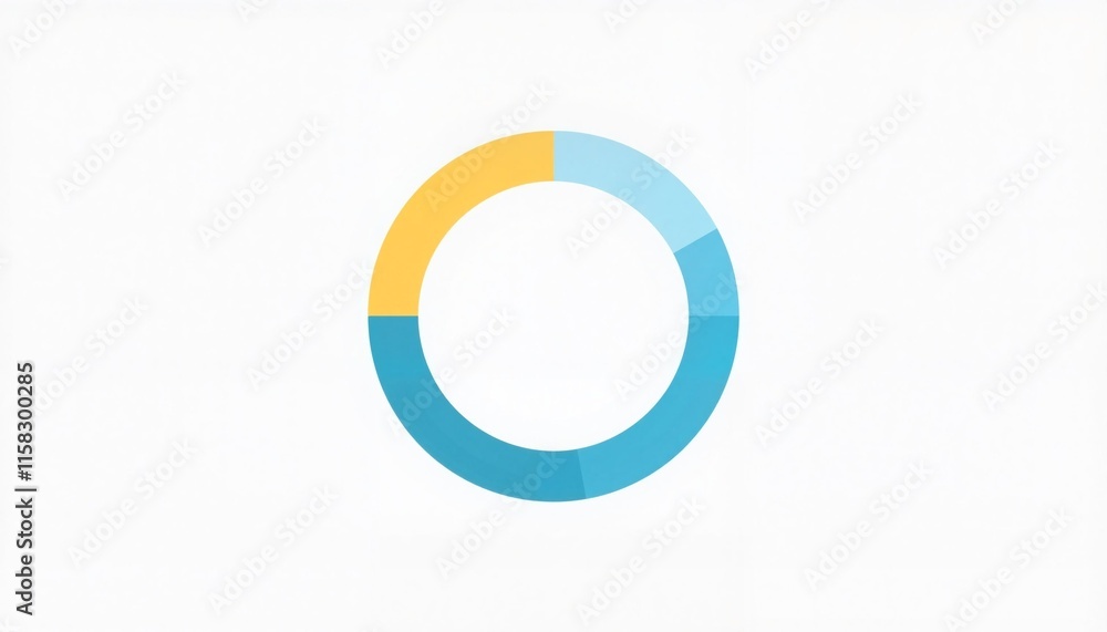 A visually striking blue and yellow circle divided into sixths on a clean white background. A visually striking blue and yellow circle divided into sixths on a clean white background.