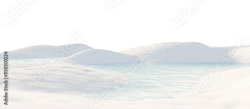 Foto Snow-covered hills under a bright winter sky. 3D rendering.