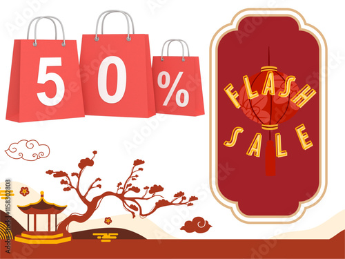 illustration sale poster for lunar new year