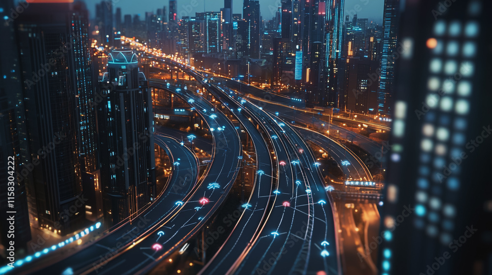 Fototapeta premium abstract professional business team people innovation connection of line from nail node to node on Smart Innovation city with connection cyber security network reciprocity , networking concept