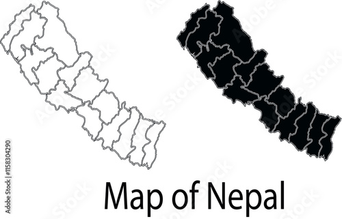 set of nepal map isolated on white background