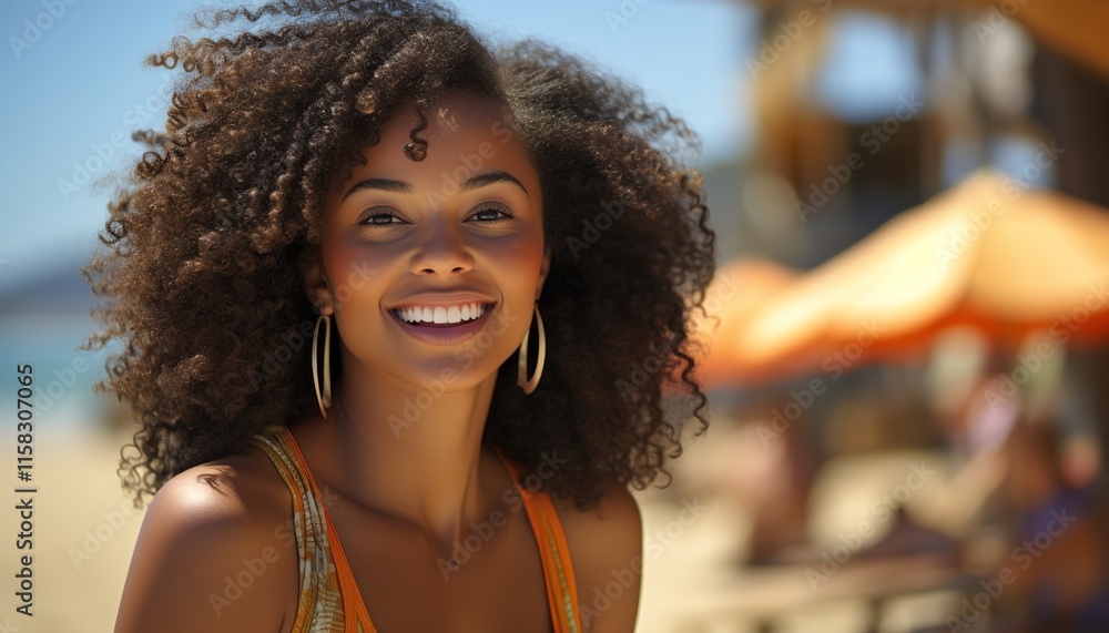 Close up portrait of a young smiling African American woman eating a popsicle ice cream Close up portrait of a young smiling African American woman eating a popsicle ice cream