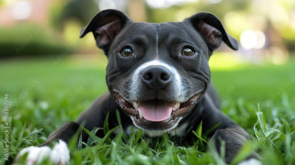 Adorable dog happily enjoying a day at the park Adorable dog happily enjoying a day at the park