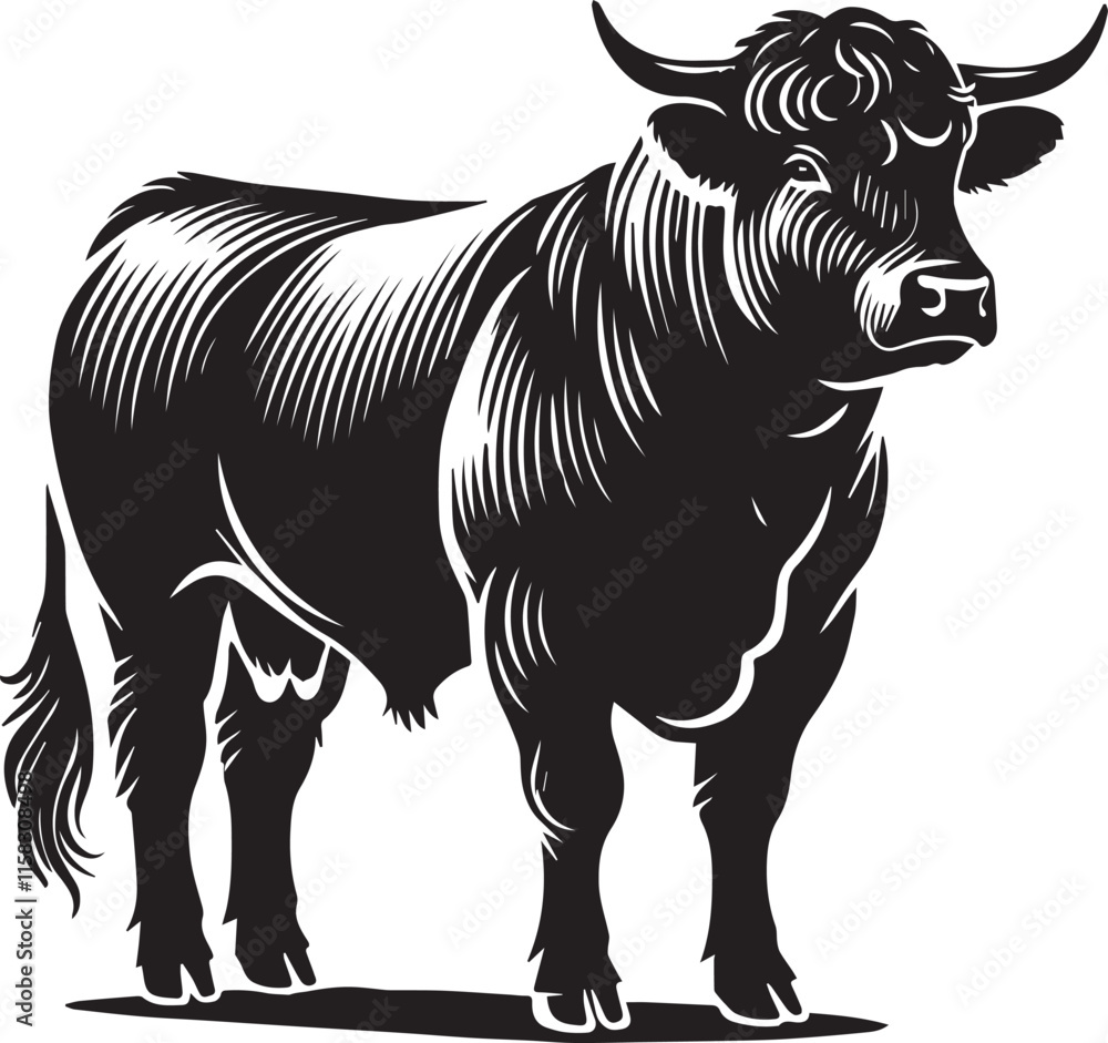 Obraz premium Cow black silhouette