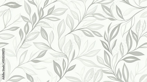 Obraz na płótnie Grey leaves, seamless pattern w salonie