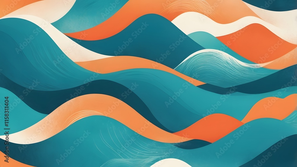 Fototapeta premium Abstract Colorful Wave Vector Design with Fluid Shapes and Vibrant Color Palette for Trendy Backgrounds