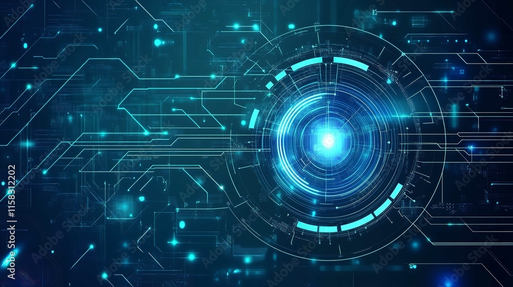 Digital Technology Banner with Green and Blue Background Colors Digital Technology Banner with Green and Blue Background Colors