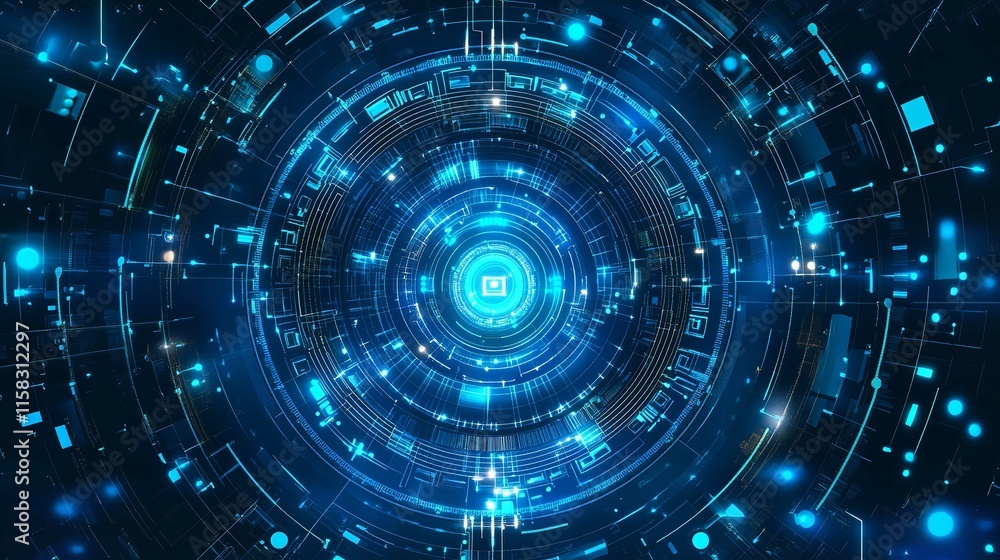 Digital Technology Banner with Green and Blue Background Colors Digital Technology Banner with Green and Blue Background Colors