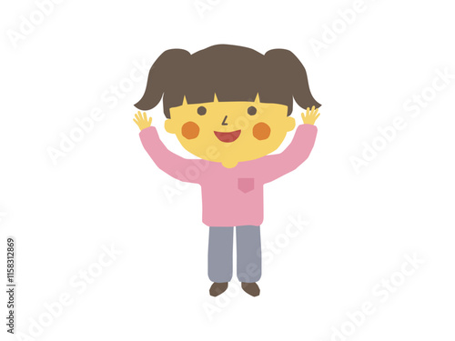 万歳をして喜ぶ女の子
