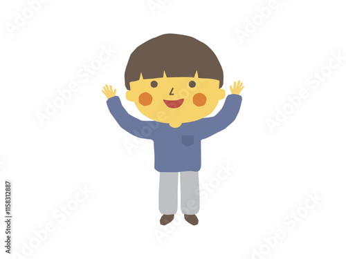 万歳をして喜ぶ男の子