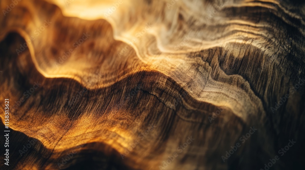 Obraz premium Close-up View of Textured Natural Wood Grain with Warm Lighting