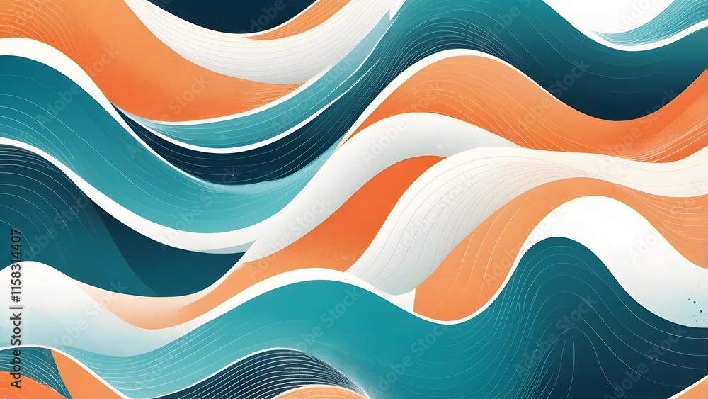 Fototapeta premium Abstract Colorful Wave Vector Design with Fluid Shapes and Vibrant Color Palette for Trendy Backgrounds
