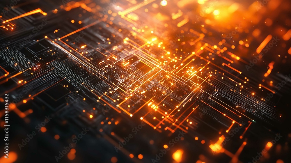 Fototapeta premium Future Technology Line Background with Light Effects