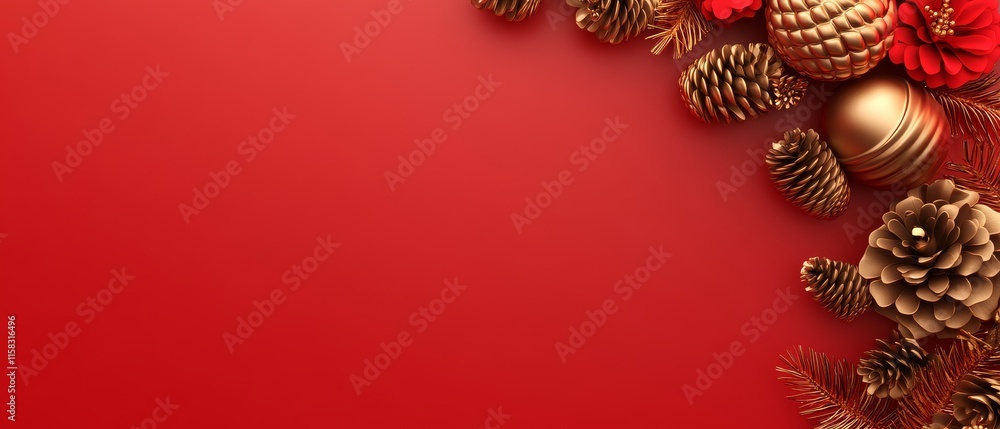 Chinese New Year Theme, A red background with gold and red decorations Chinese New Year Theme, A red background with gold and red decorations