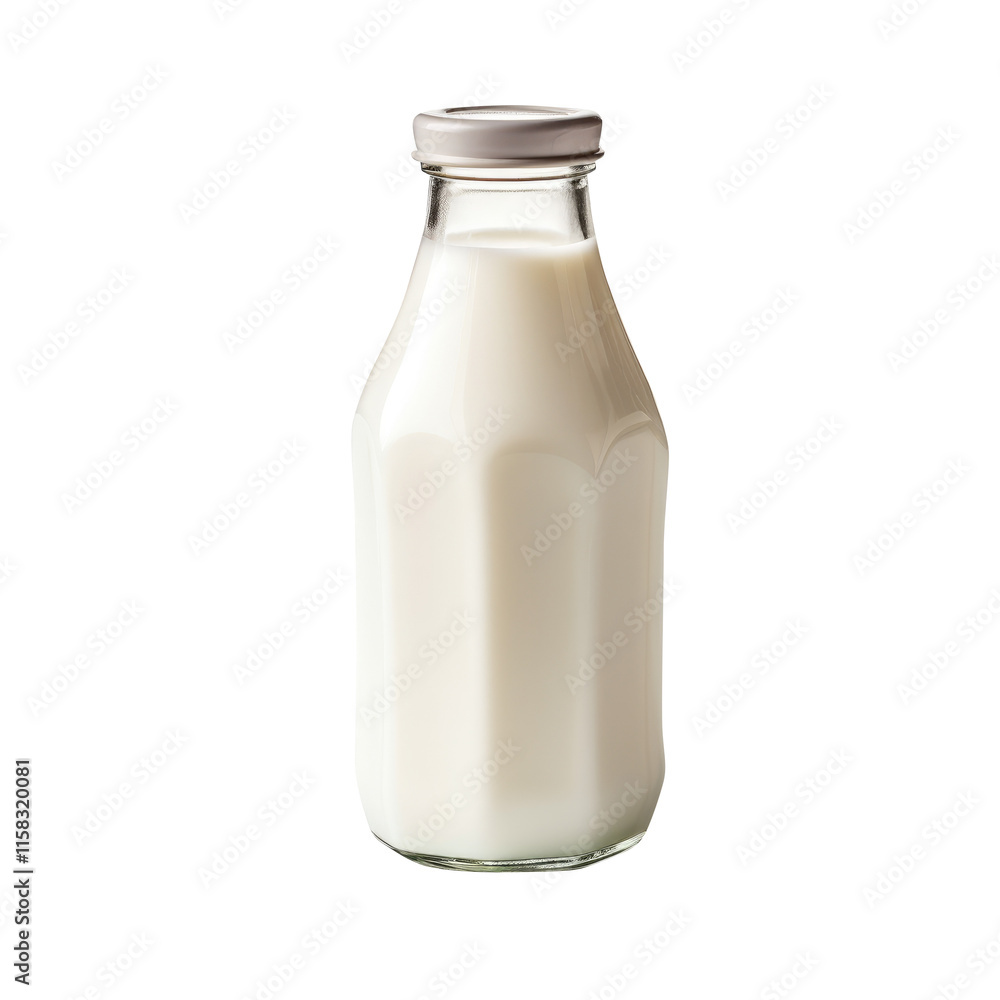 Bottle of milk isolated on transparent background, clipping path, pen tool Bottle of milk isolated on transparent background, clipping path, pen tool