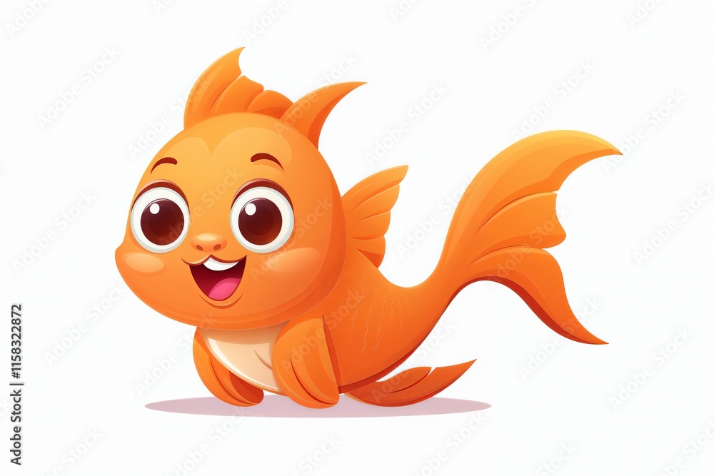 Cartoon goldfish with big eyes and a smile isolated on white background.Children's illustrations, animated characters, fun designs, educational materials.Joy. Playfulness. Cheerful aquatic character
Cartoon goldfish with big eyes and a smile isolated on white background.Children's illustrations, animated characters, fun designs, educational materials.Joy. Playfulness. Cheerful aquatic character