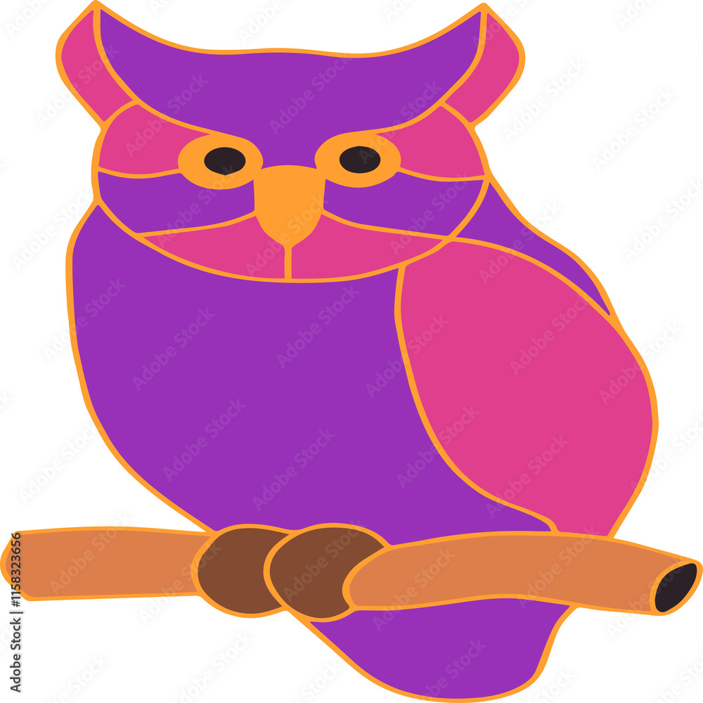 Fototapeta premium line owl art with color