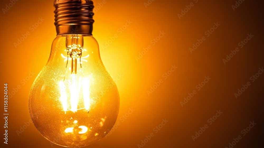 Warm glow of a glowing light bulb against a vibrant backdrop at dusk Warm glow of a glowing light bulb against a vibrant backdrop at dusk