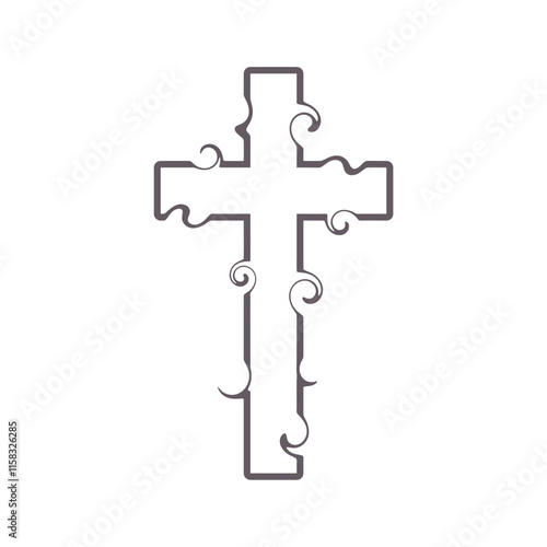 Decorated Christian cross for web banner or social graphic. Religion concept illustration.