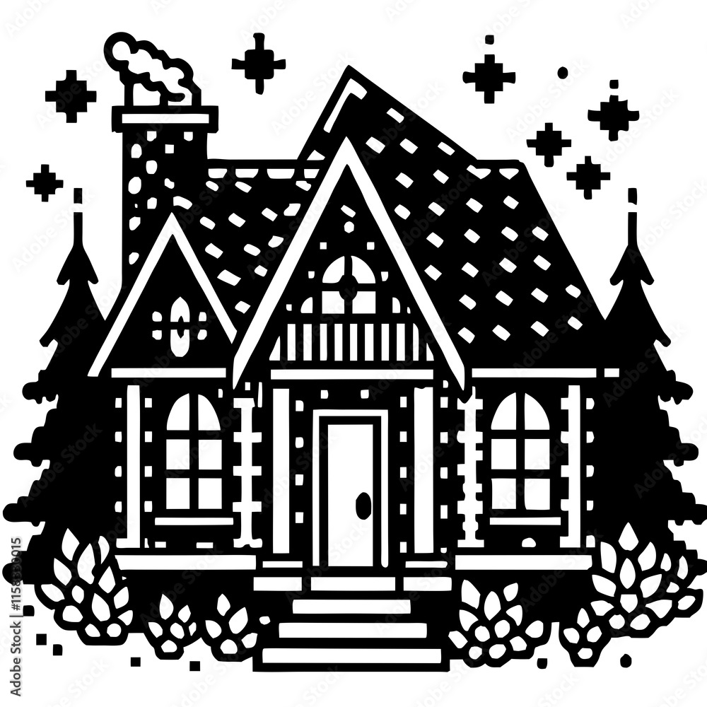 Charming Pixel House Vector on White Background Charming Pixel House Vector on White Background