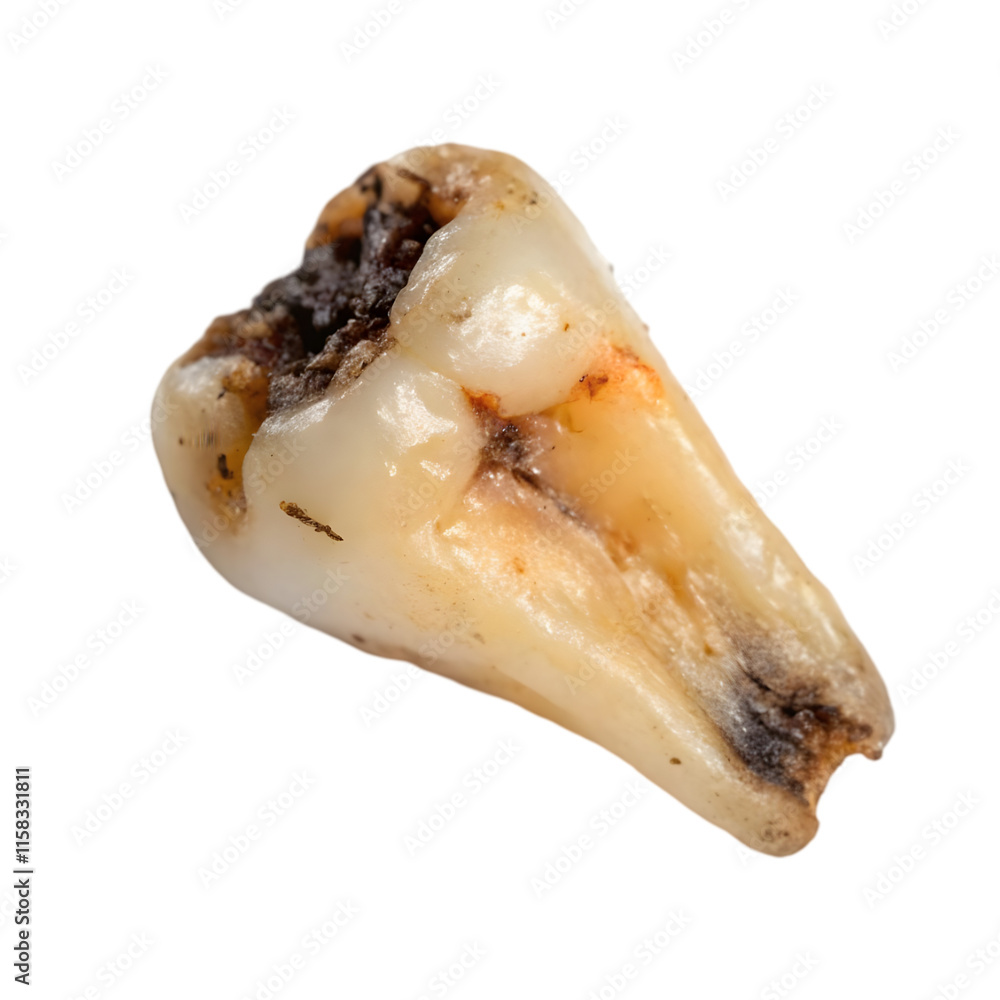 Damage cheek tooth or cavity in molar on white background Damage cheek tooth or cavity in molar on white background