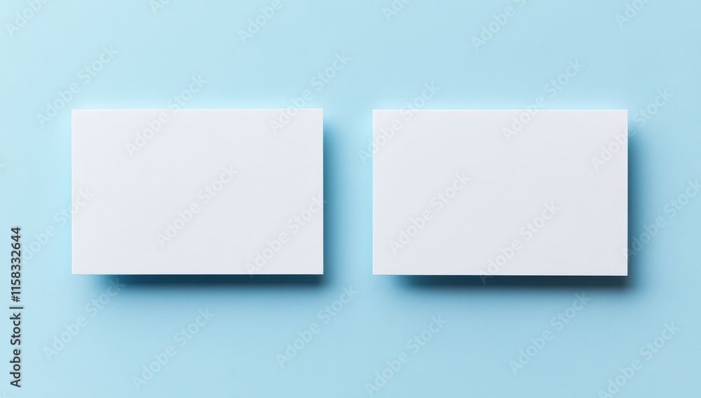 Blank Business Cards Mockup on Blue Background Blank Business Cards Mockup on Blue Background