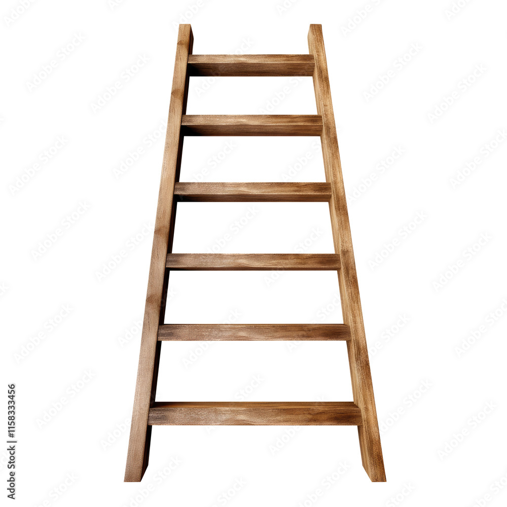 Wooden ladder isolated on transparent background, clipping path, pen tool Wooden ladder isolated on transparent background, clipping path, pen tool