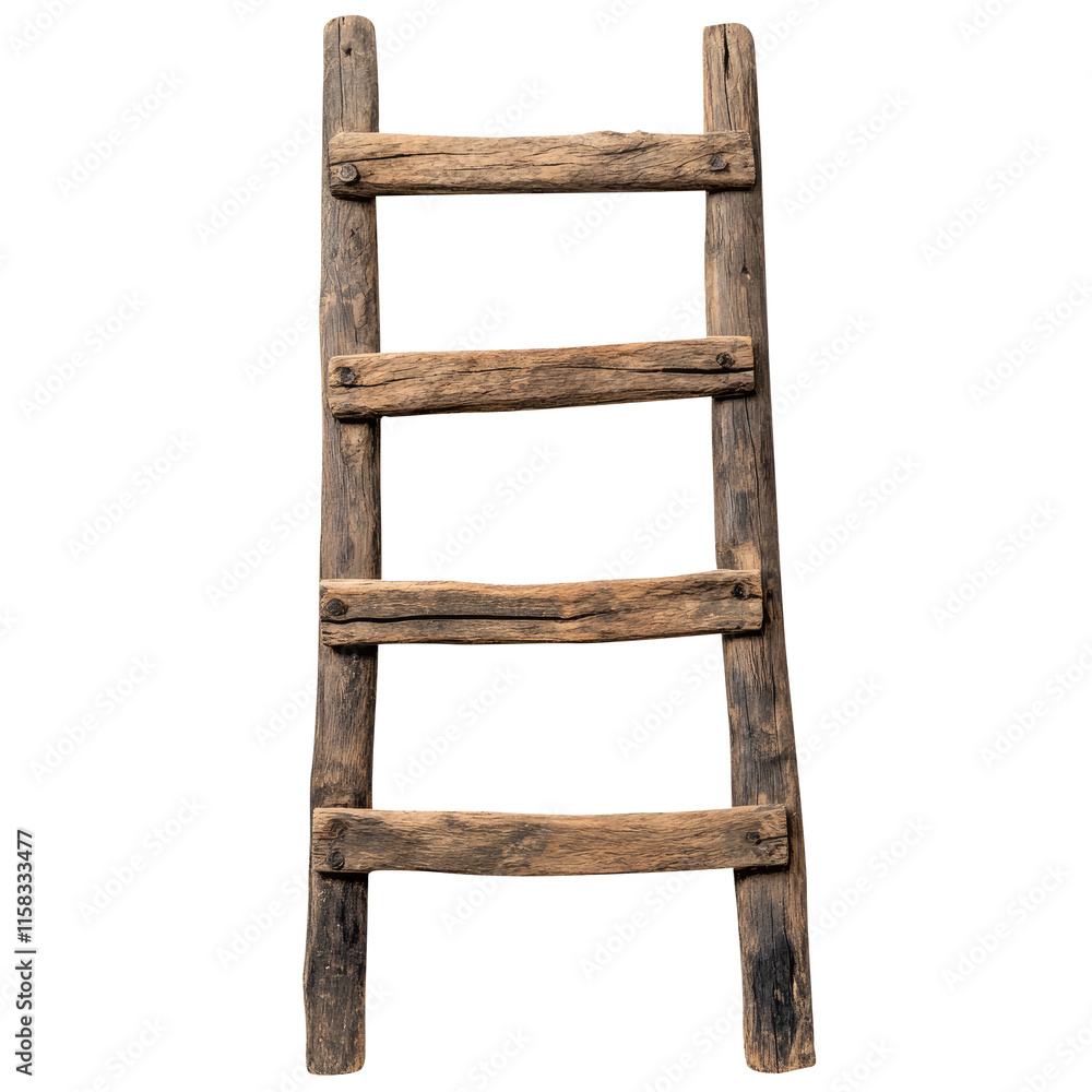 Wooden ladder isolated on transparent background, clipping path, pen tool Wooden ladder isolated on transparent background, clipping path, pen tool