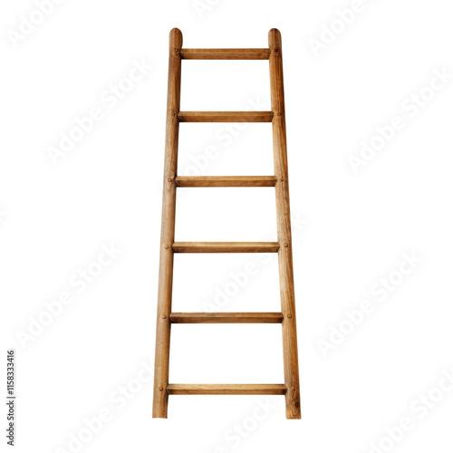 Wooden ladder isolated on transparent background, clipping path, pen tool