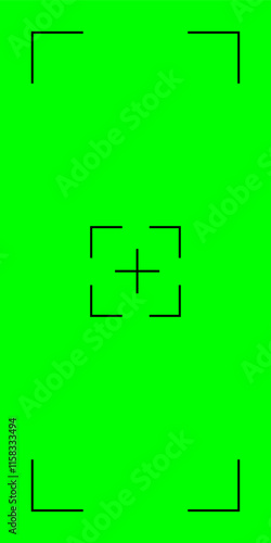 Chroma key vertical green screen with tracker points. Ideal for special effects in social media vertical videos. Vector flat design.