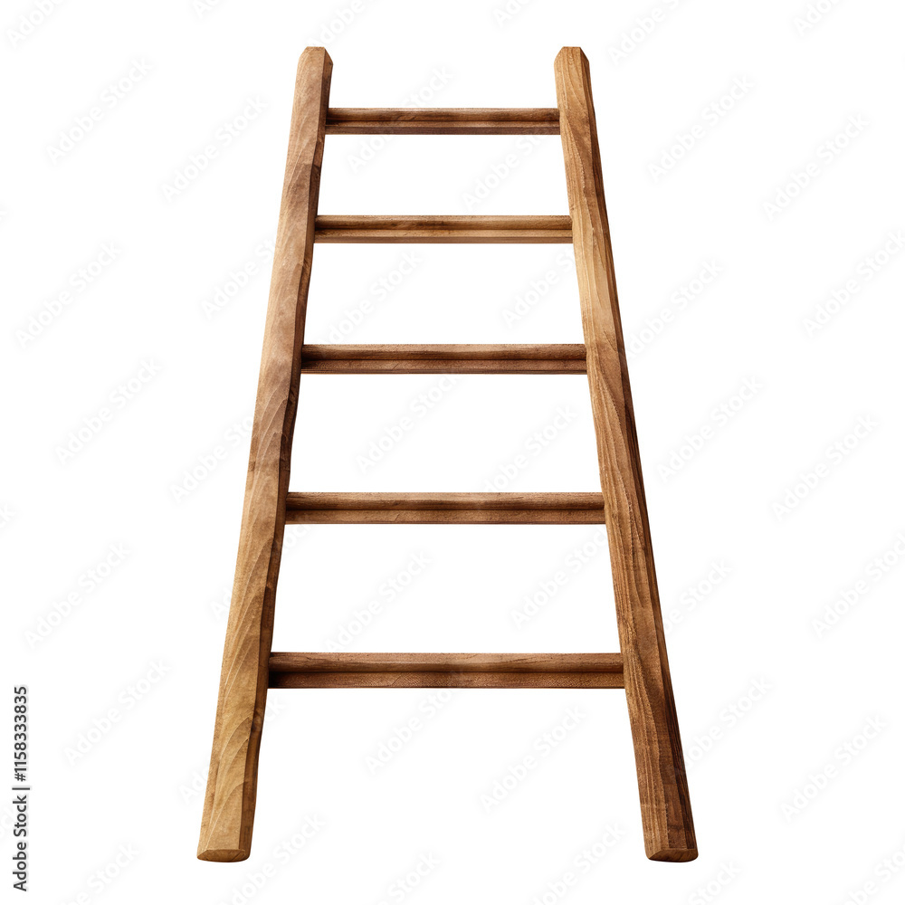 Wooden ladder isolated on transparent background, clipping path, pen tool Wooden ladder isolated on transparent background, clipping path, pen tool
