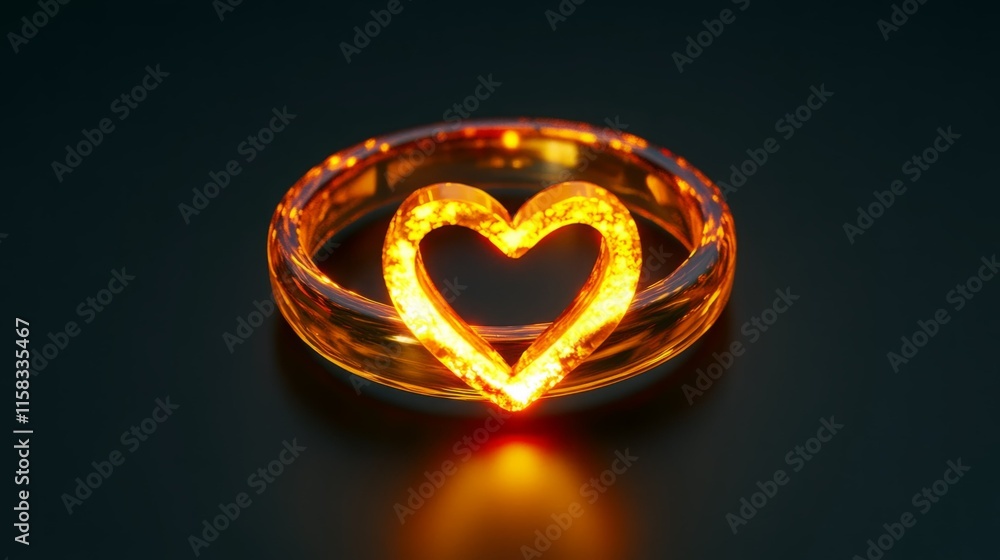 Glowing heart-shaped ring. Romantic, fiery, and passionate. Glowing heart-shaped ring. Romantic, fiery, and passionate.