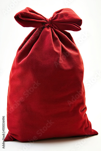 Red Christmas sack on white background photo