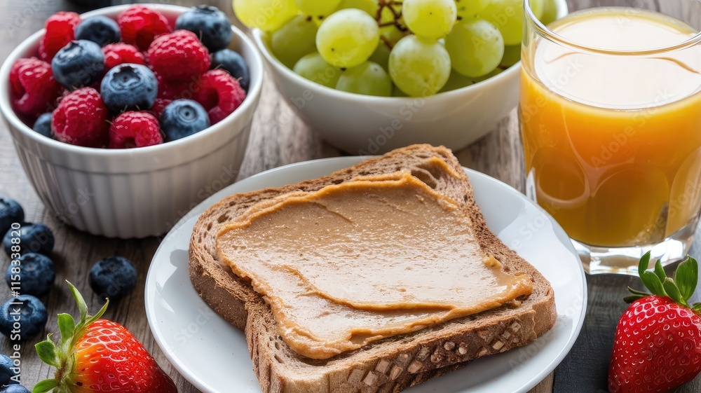 Healthy Organic Breakfast with Fresh Fruits