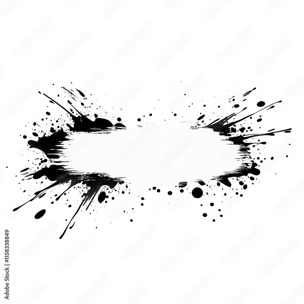 Black paint splash design on white background, ideal for creative projects and artistic expressions. Black paint splash design on white background, ideal for creative projects and artistic expressions.
