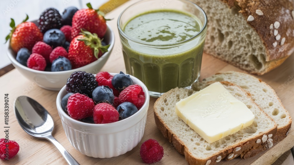 Healthy Organic Breakfast with Fresh Fruits Healthy Organic Breakfast with Fresh Fruits