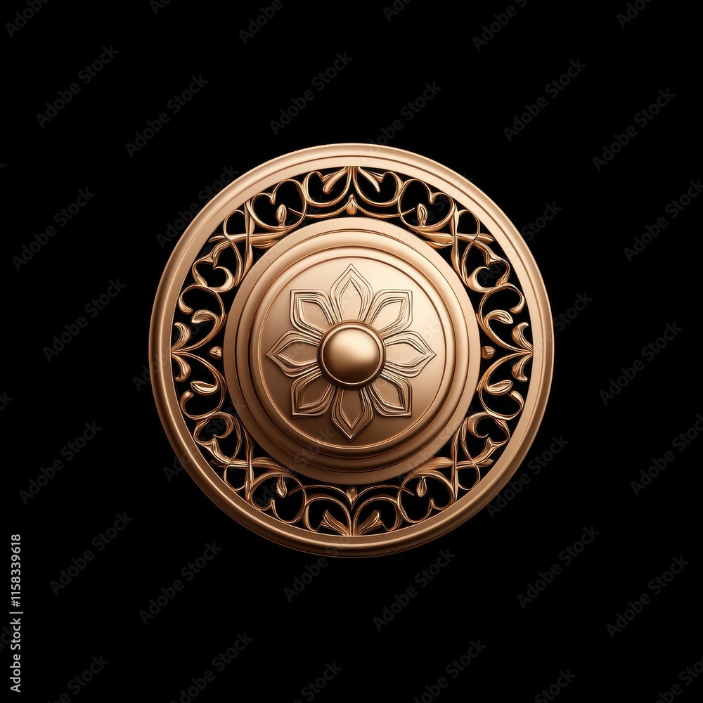 Intricate bronze decorative element with floral design. Intricate bronze decorative element with floral design.