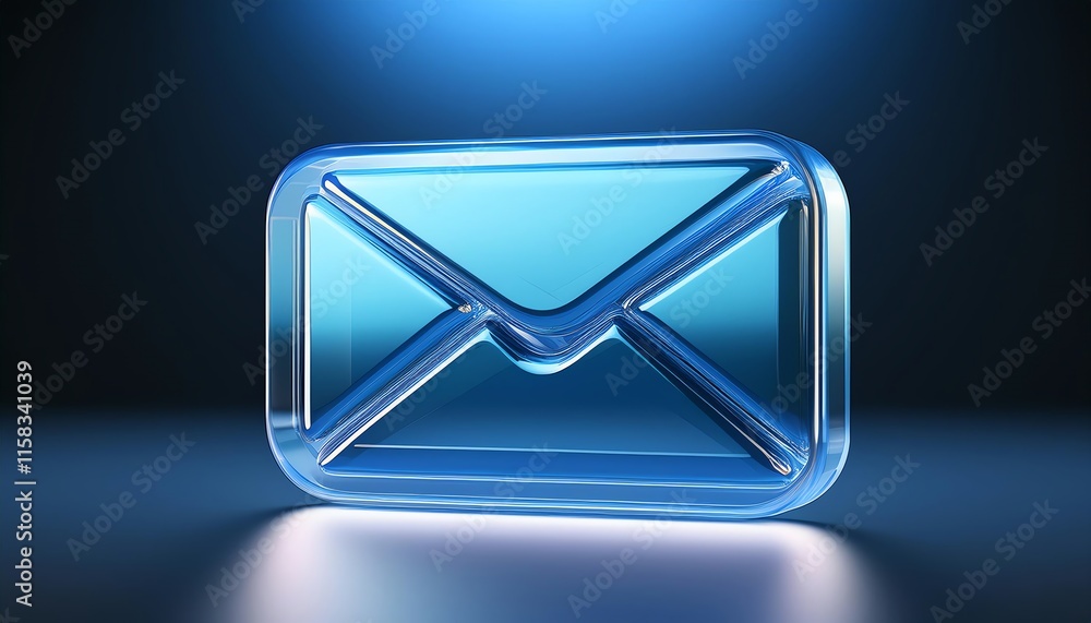 A sleek, modern email icon in a translucent design, illuminated with blue light, symbolizing digital communication and technology. A sleek, modern email icon in a translucent design, illuminated with blue light, symbolizing digital communication and technology.