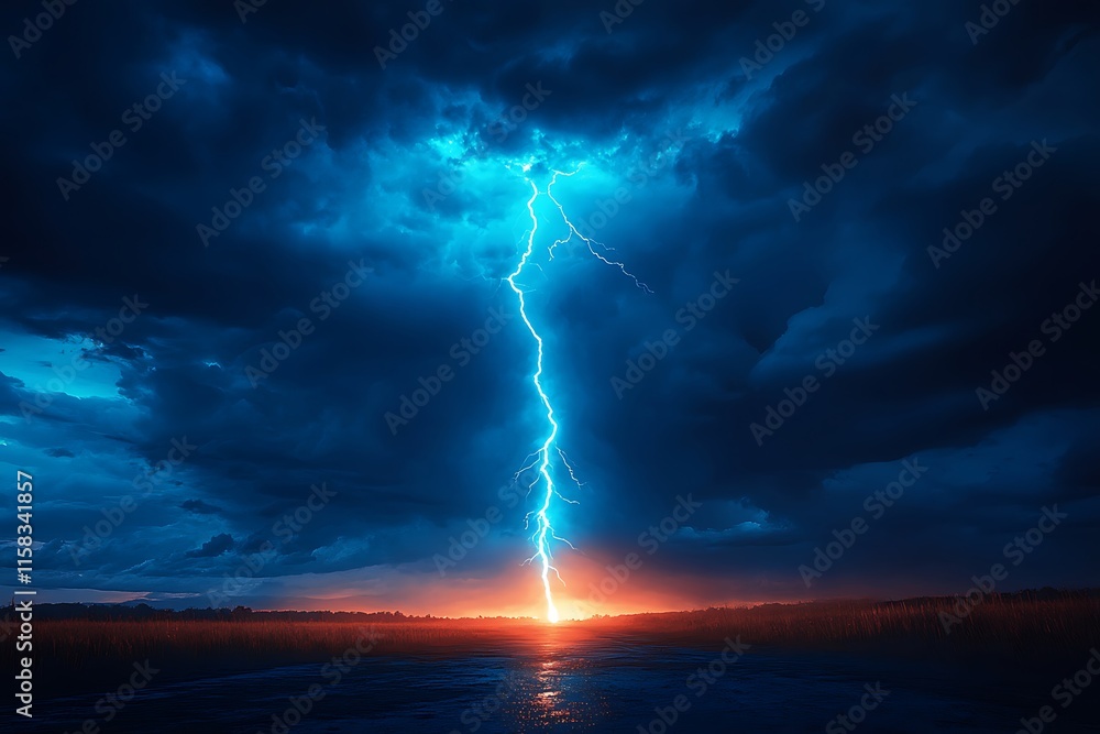 Obraz premium lightning bolt of lightening in the sky
