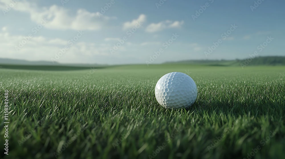 Single golf ball on a smooth grass surface in a quiet field Single golf ball on a smooth grass surface in a quiet field
