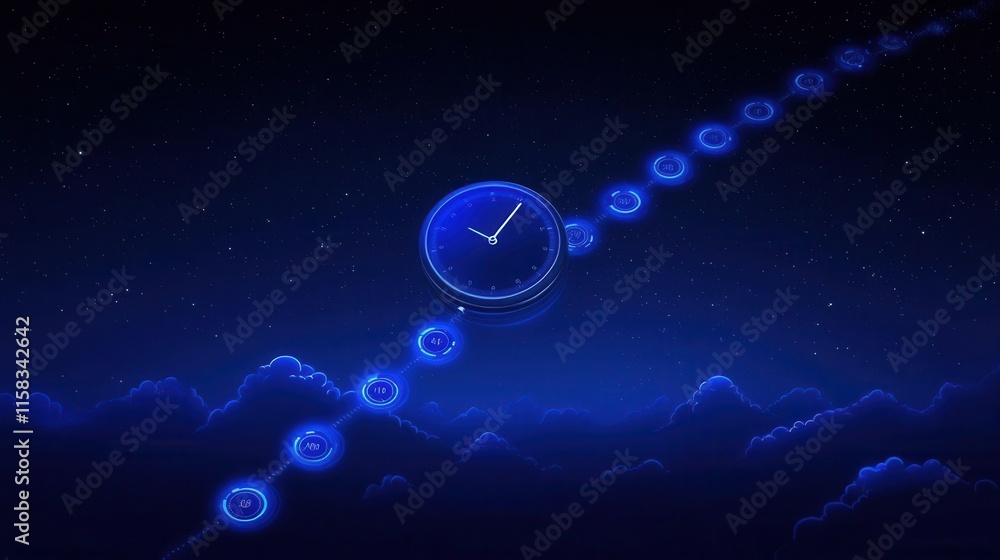 Obraz premium Time travel concept illustration digital art fantasy environment night sky viewpoint