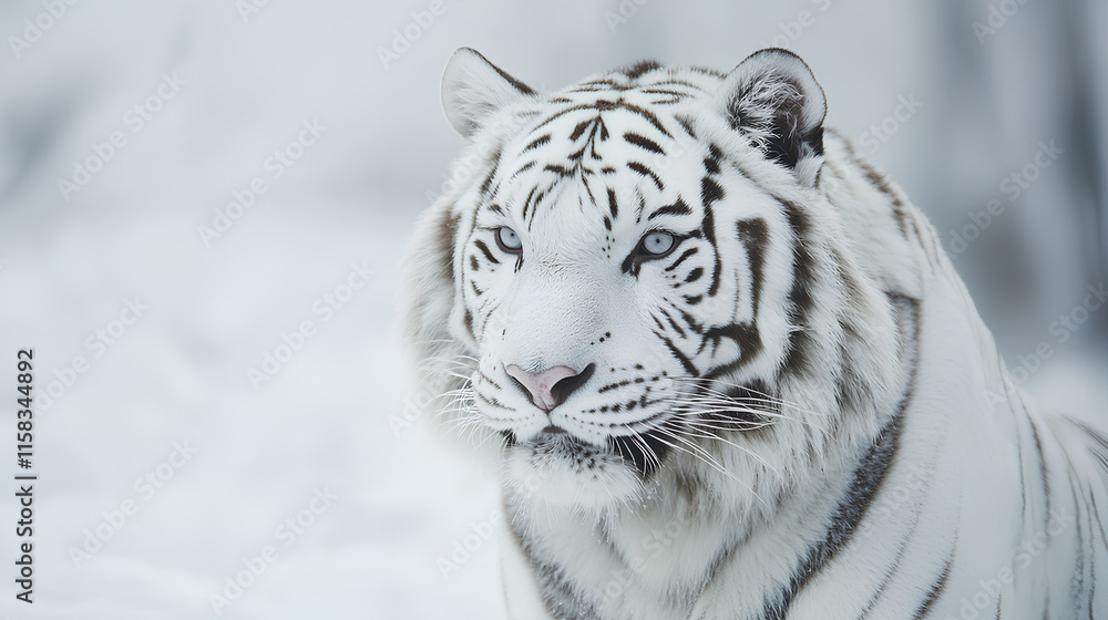 Fototapeta premium Photo of a white tiger, isolated on a white background, white tiger 