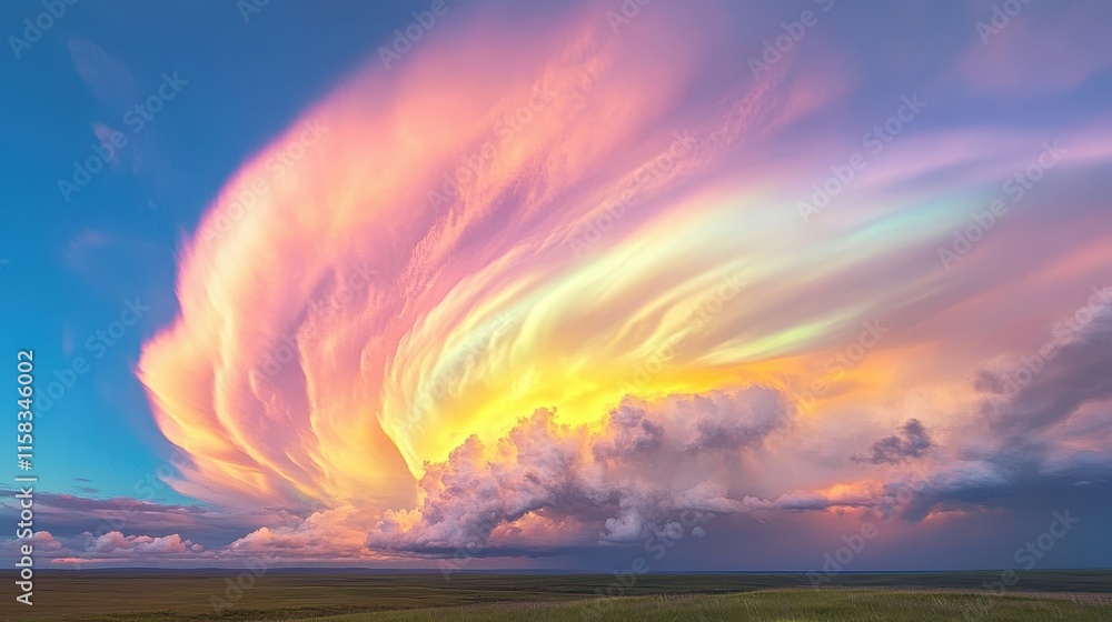 Fototapeta premium Glowing Pastel Rainbow Cloud Phenomenon in Sky