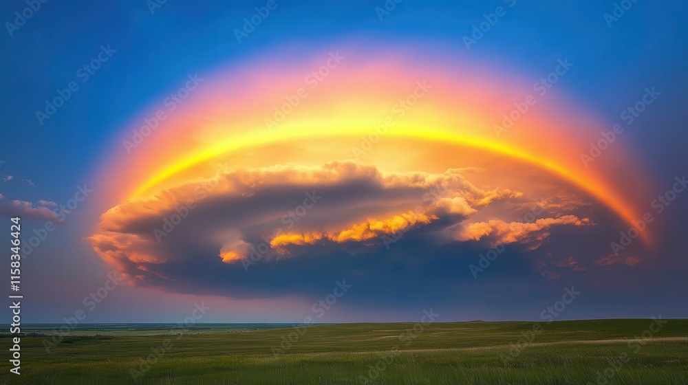 Naklejka premium Vibrant Cloud Formation with Rainbow Hues