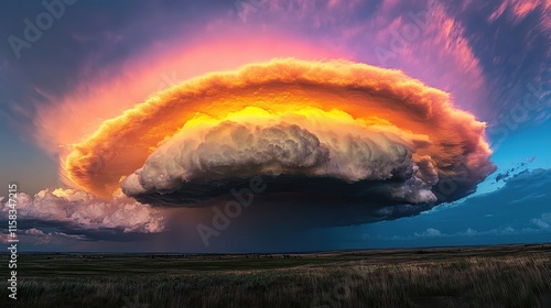 Vivid Rainbow Pileus Cloud Over Landscape
