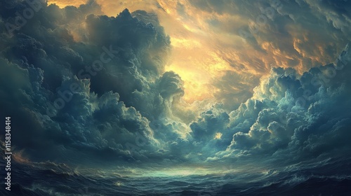 Dramatic Thick Clouds Over Open Ocean