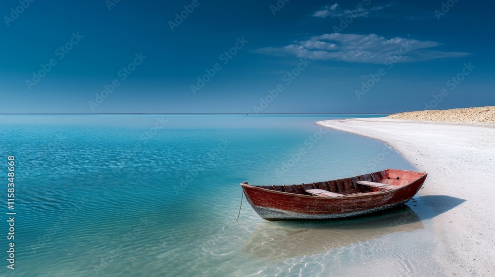 Naklejka premium Serenity of a Beach Boat